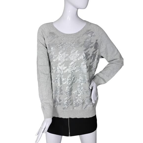 Banana Republic Sequined Sweater Top Size XL Gray & Silver Long Sleeve Crewneck - Picture 1 of 12